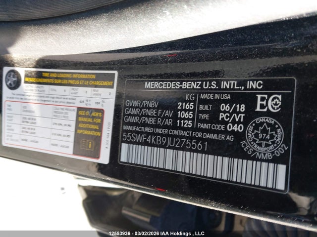 55SWF4KB9JU275561 Mercedes-Benz C 300 4matic