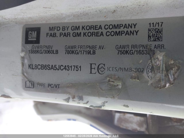 KL8CB6SA5JC431751 Chevrolet SPARK LS
