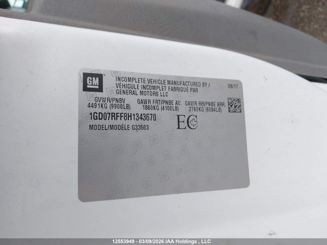 Aukcja sprzedaży 2017 Gmc Savana Cutaway G3500, vin: 1GD07RFF8H1343670, numer aukcji: 12553949