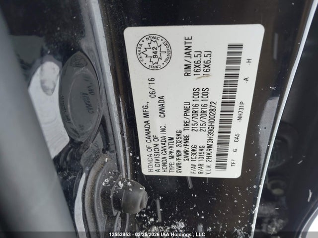 Aukcja sprzedaży 2016 Honda Cr-v Lx, vin: 2HKRM3H39GH002872, numer aukcji: 12553953