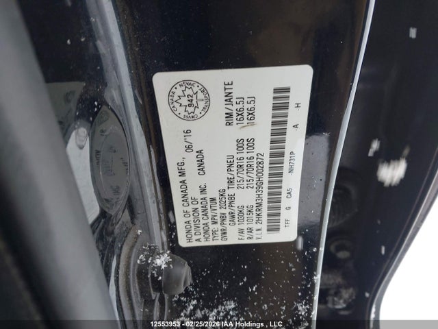 Aukcja sprzedaży 2016 Honda Cr-v Lx, vin: 2HKRM3H39GH002872, numer aukcji: 12553953