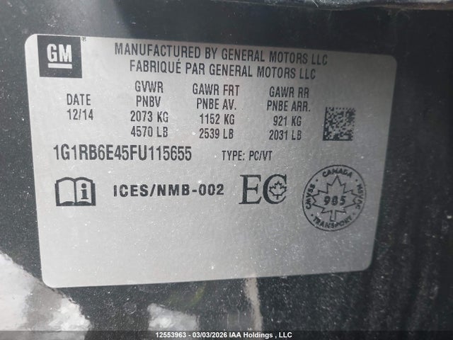 Chevrolet Volt 2015 1G1RB6E45FU115655 Image 9
