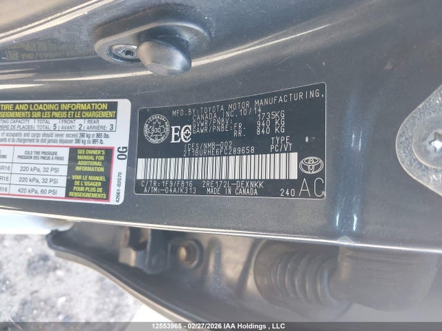 12553965 :رقم المزاد ، 2T1BURHE6FC289658 vin ، 2015 Toyota Corolla Le مزاد بيع