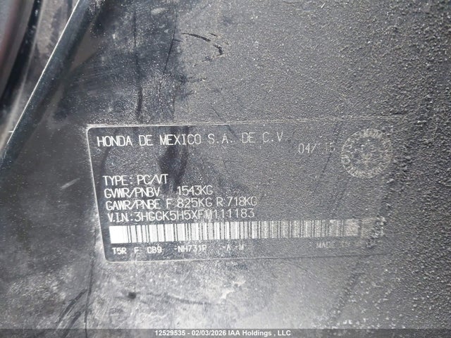 3HGGK5H5XFM111183 Honda FIT LX