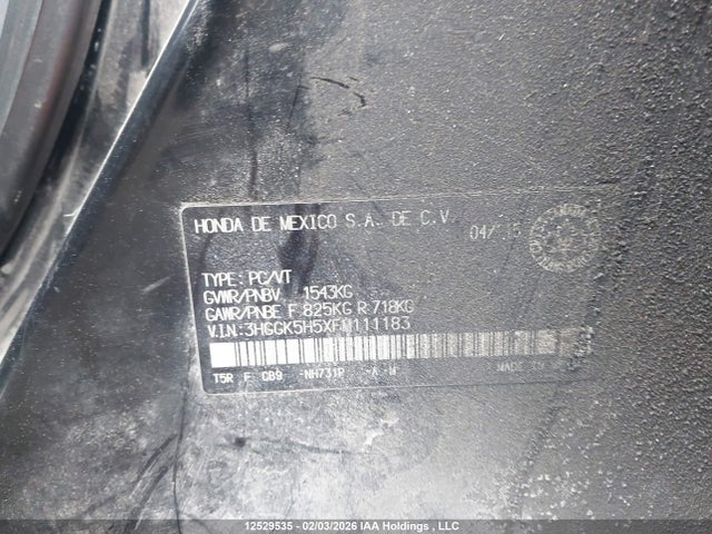 3HGGK5H5XFM111183 Honda FIT LX