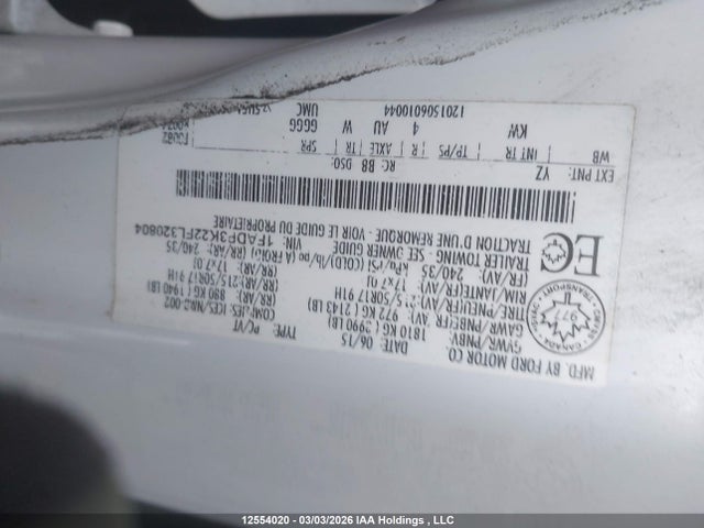 12554020 :رقم المزاد ، 1FADP3K22FL320804 vin ، 2015 Ford Focus مزاد بيع