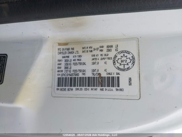 Продаж на аукціоні авто 1998 Dodge Ram 1500, vin: 1B7HC16Y0WS576083, номер лоту: 12554028