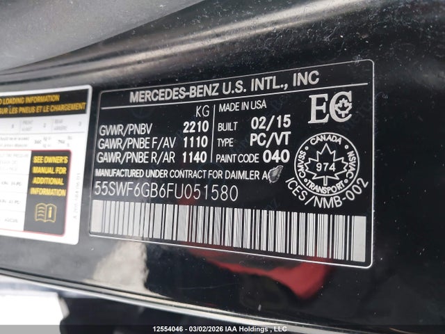 55SWF6GB6FU051580 Mercedes-Benz C 400 4matic