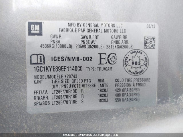 1GC1KYE89EF114000 Chevrolet Silverado 2500hd Ltz
