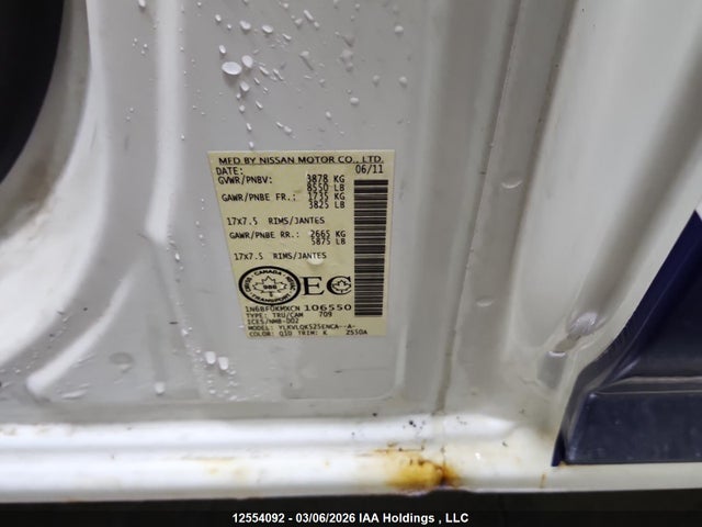 2012 Nissan Nv 1500 Nv1500 S V6/nv2500 Hd S V6/nv2500 Hd Sv V6 მანქანა იყიდება აუქციონზე, vin: 1N6BF0KMXCN106550, აუქციონის ნომერი: 12554092
