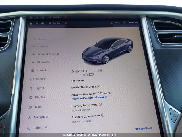 Tesla MODEL S 2016 5YJSA1E21GF153665 Image 16