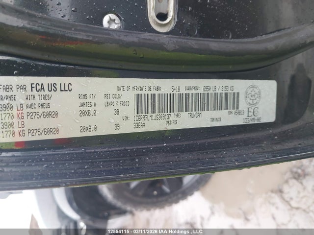 Aukcja sprzedaży 2018 Dodge Ram 1500, vin: 1C6RR7LM1JS309137, numer aukcji: 12554115