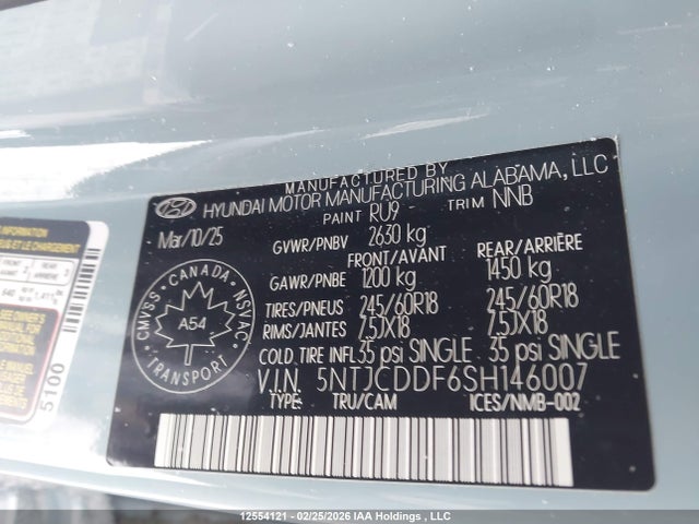 Продажа на аукционе авто 2025 Hyundai Santa Cruz Preferred Awd, vin: 5NTJCDDF6SH146007, номер лота: 12554121