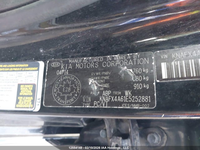 12554148 :رقم المزاد ، KNAFX4A61E5252881 vin ، 2014 Kia Forte مزاد بيع