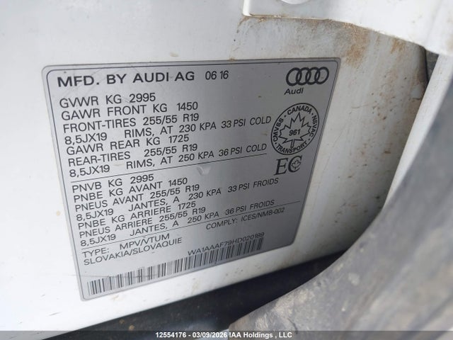 Aukcja sprzedaży 2017 Audi Q7 3.0t Komfort, vin: WA1AAAF79HD020189, numer aukcji: 12554176
