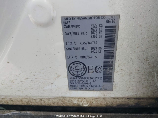 5N1AT2MV6GC866772 Nissan Rogue