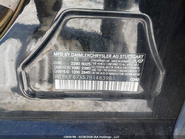 Продажа на аукционе авто 2007 Mercedes-benz E 350 4matic, vin: WDBUF87X57B148398, номер лота: 12554196
