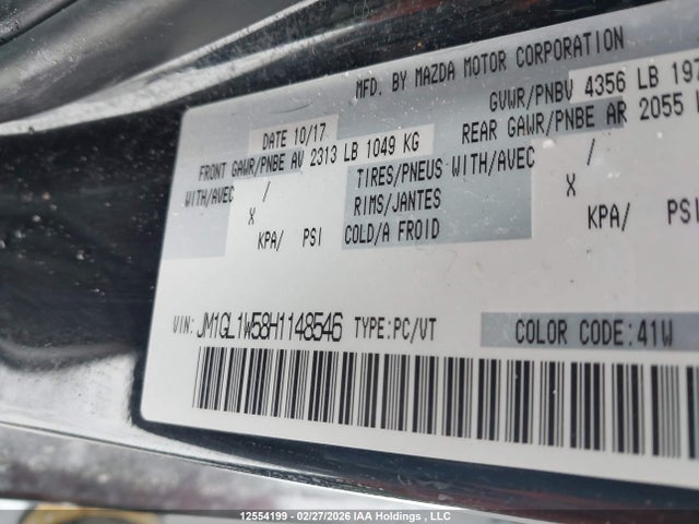 Aukcja sprzedaży 2017 Mazda 6 Grand Touring, vin: JM1GL1W58H1148546, numer aukcji: 12554199