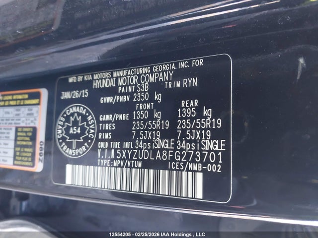 5XYZUDLA8FG273701 Hyundai Santa Fe Sport 2.0t Limited