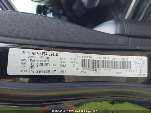 Aukcja sprzedaży 2017 Dodge Durango Gt, vin: 1C4RDJDG0HC935490, numer aukcji: 12554208