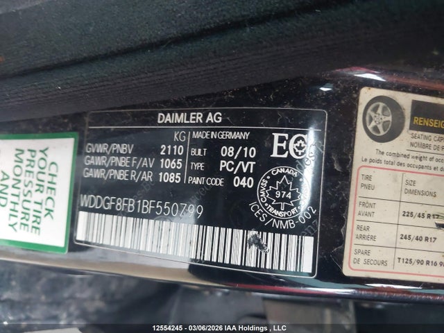 Продаж на аукціоні авто 2011 Mercedes-benz C 250 4matic, vin: WDDGF8FB1BF550799, номер лоту: 12554245