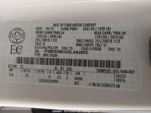 2025 Ford Bronco Outer Banks მანქანა იყიდება აუქციონზე, vin: 1FMDE8BH2SLA82895, აუქციონის ნომერი: 12554251
