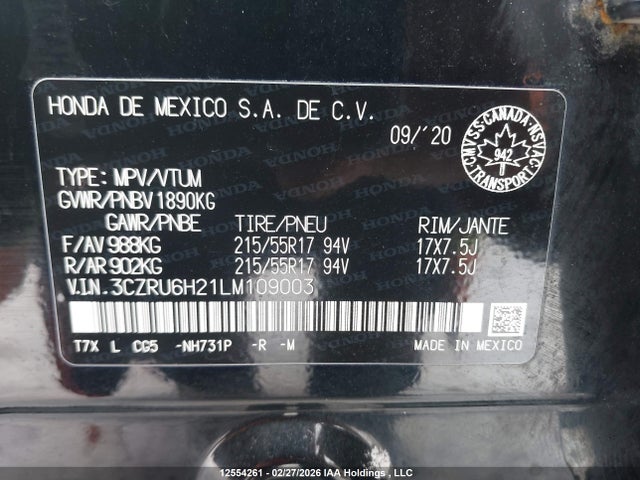 3CZRU6H21LM109003 Honda HR-V SPORT