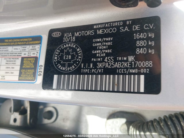 3KPA25AB2KE170088 KIA Rio Lx/lx+