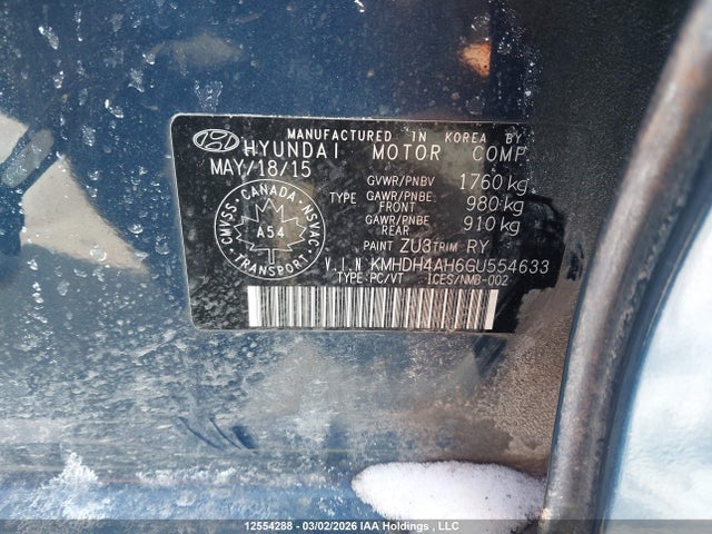 KMHDH4AH6GU554633 Hyundai Elantra Se/sport/limited