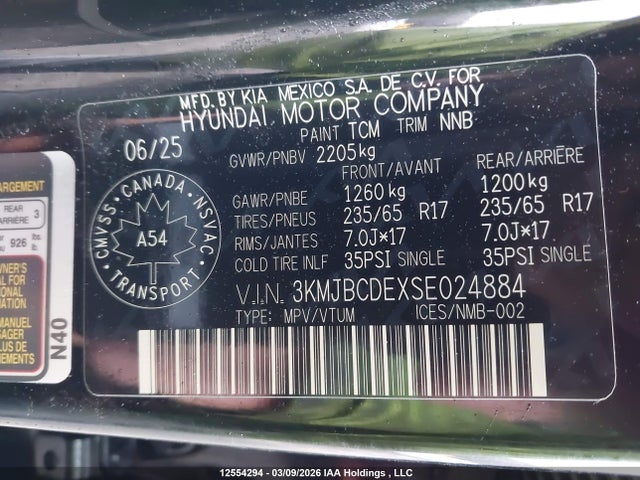 Aukcja sprzedaży 2025 Hyundai Tucson Preferred Awd, vin: 3KMJBCDEXSE024884, numer aukcji: 12554294