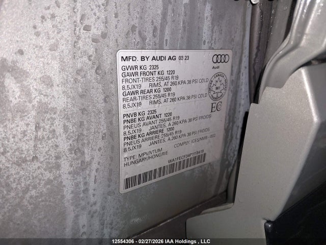 2023 Audi Q3 Technik 45 მანქანა იყიდება აუქციონზე, vin: WA1FECF34P1118419, აუქციონის ნომერი: 12554306