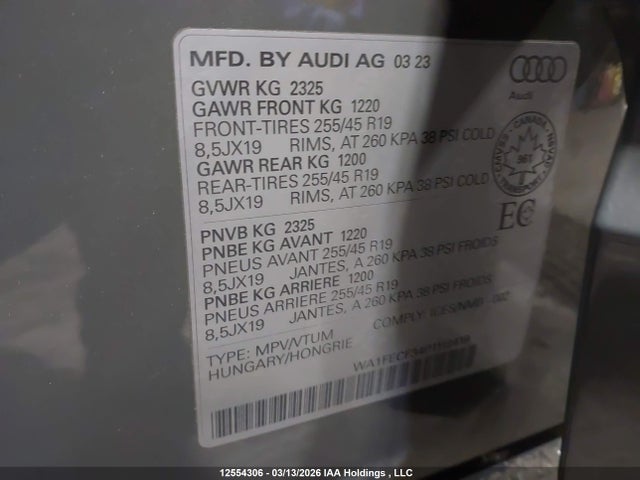 2023 Audi Q3 Technik 45 მანქანა იყიდება აუქციონზე, vin: WA1FECF34P1118419, აუქციონის ნომერი: 12554306