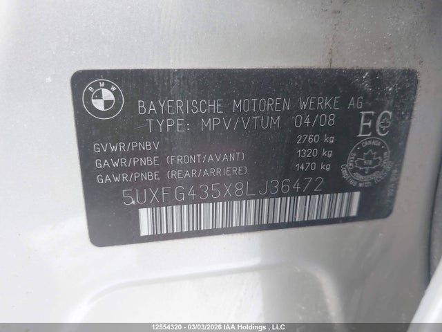 Aukcja sprzedaży 2008 Bmw X6 Xdrive35i, vin: 5UXFG435X8LJ36472, numer aukcji: 12554320