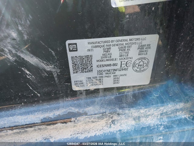 12554347 :رقم المزاد ، 1GC4YNE73NF129402 vin ، 2022 Chevrolet Silverado K2500 Heavy Duty Lt مزاد بيع