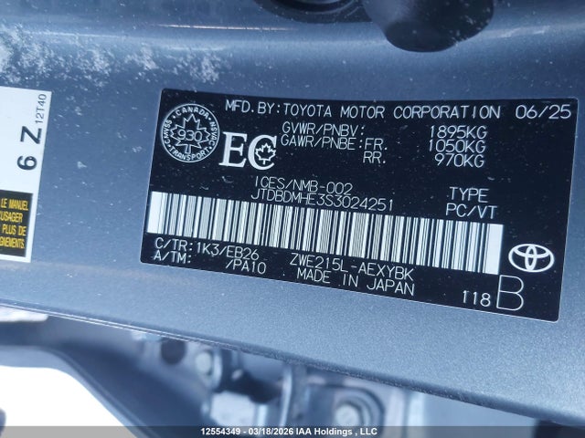 Aukcja sprzedaży 2025 Toyota Corolla Hybrid Xse, vin: JTDBDMHE3S3024251, numer aukcji: 12554349