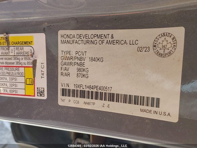 19XFL1H84PE400517 Honda Civic