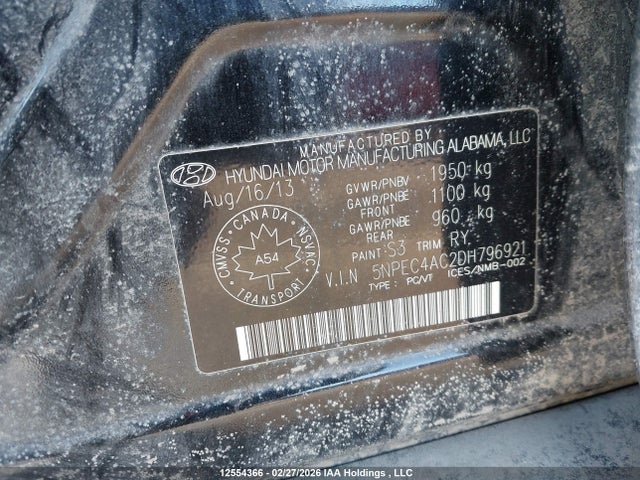 Продаж на аукціоні авто 2013 Hyundai Sonata Se/limited, vin: 5NPEC4AC2DH796921, номер лоту: 12554366