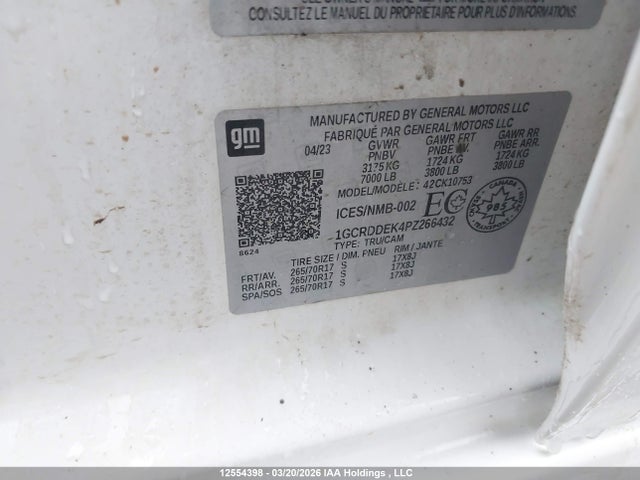 1GCRDDEK4PZ266432 Chevrolet Silverado K1500 Lt