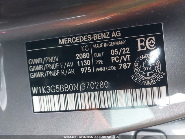 2022 Mercedes-benz Amg A 35 4matic მანქანა იყიდება აუქციონზე, vin: W1K3G5BB0NJ370280, აუქციონის ნომერი: 12554402