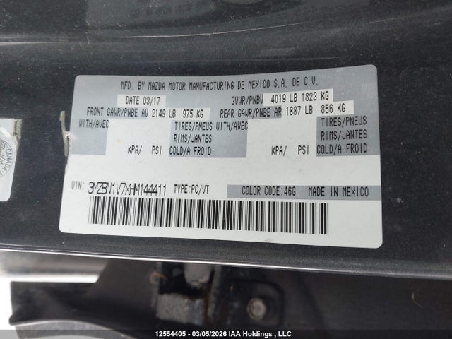 3MZBN1V7XHM144411 Mazda 3 TOURING