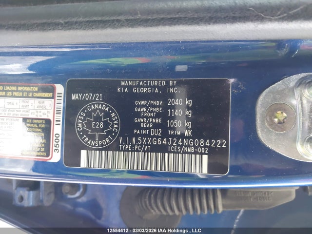 5XXG64J24NG084222 KIA K5 GT LINE