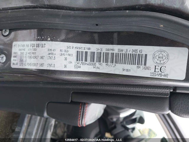 12554417 :رقم المزاد ، 1C4PJMBS4HW569685 vin ، 2017 Jeep Cherokee Trailhawk مزاد بيع