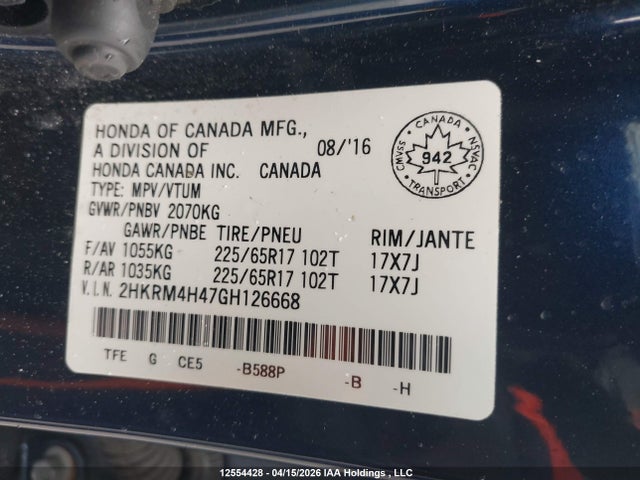 2HKRM4H47GH126668 Honda CR-V SE