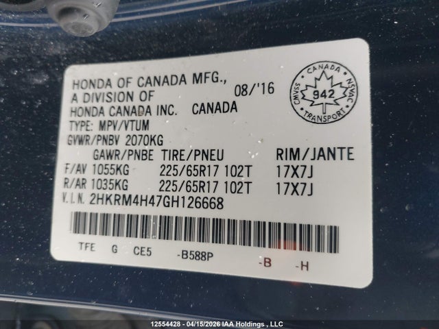 2HKRM4H47GH126668 Honda CR-V SE