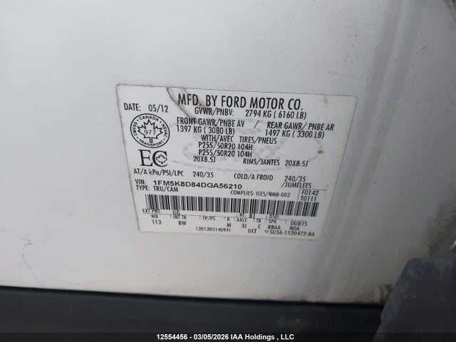 Продажа на аукционе авто 2013 Ford Explorer Xlt, vin: 1FM5K8D84DGA56210, номер лота: 12554456