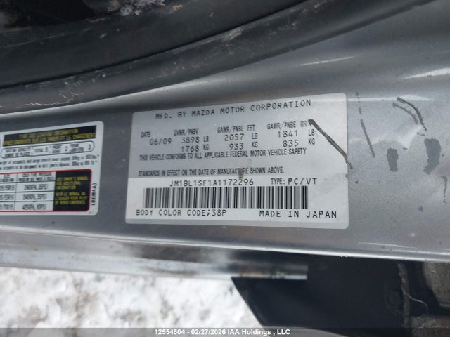 12554504 :رقم المزاد ، JM1BL1SF1A1172296 vin ، 2010 Mazda 3 I مزاد بيع