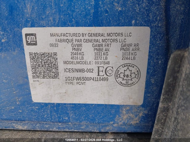1G1FW6S00P4110499 Chevrolet Bolt Ev 1lt
