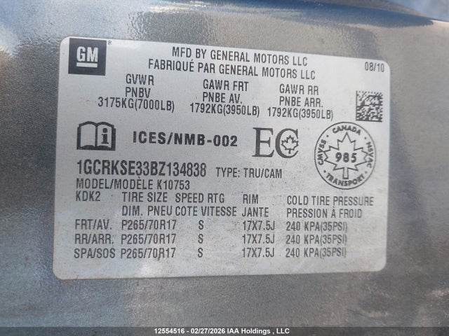 Продаж на аукціоні авто 2011 Chevrolet Silverado 1500 Lt, vin: 1GCRKSE33BZ134838, номер лоту: 12554516