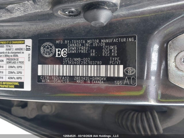 Aukcja sprzedaży 2009 Toyota Corolla Matrix, vin: 2T1KU40E29C103780, numer aukcji: 12554525