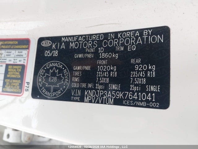 Aukcja sprzedaży 2019 Kia Soul +, vin: KNDJP3A59K7641041, numer aukcji: 12554539